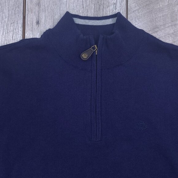 Southern Tide Mens 1/4 Zip Sweater Size Small Blue Solid Cotton Pullover Golf - Picture 4 of 6